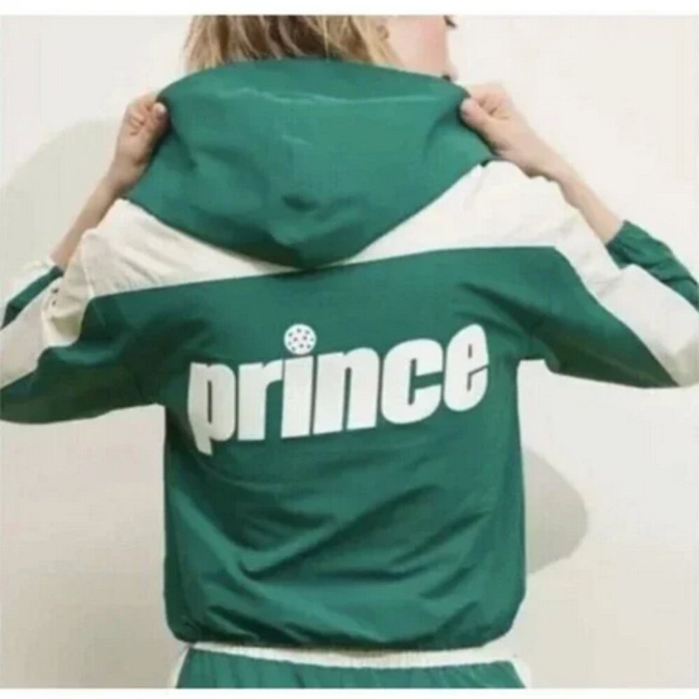 Prince Pickleball Women's Woven Zip-Front Hooded‎ Jacket - Green XXL